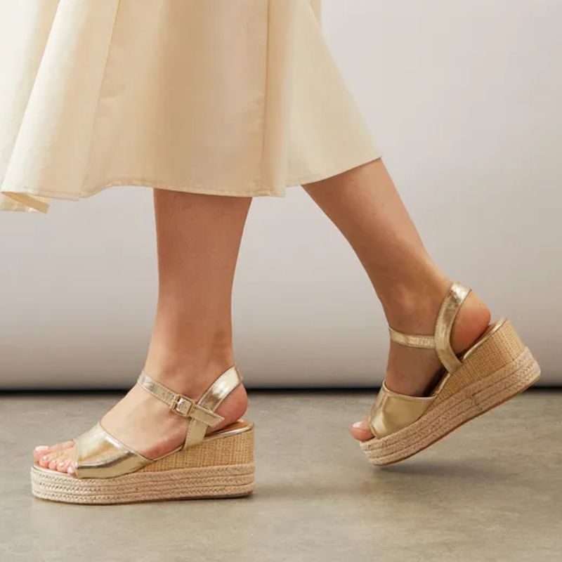 metallic gold wedge sandals 