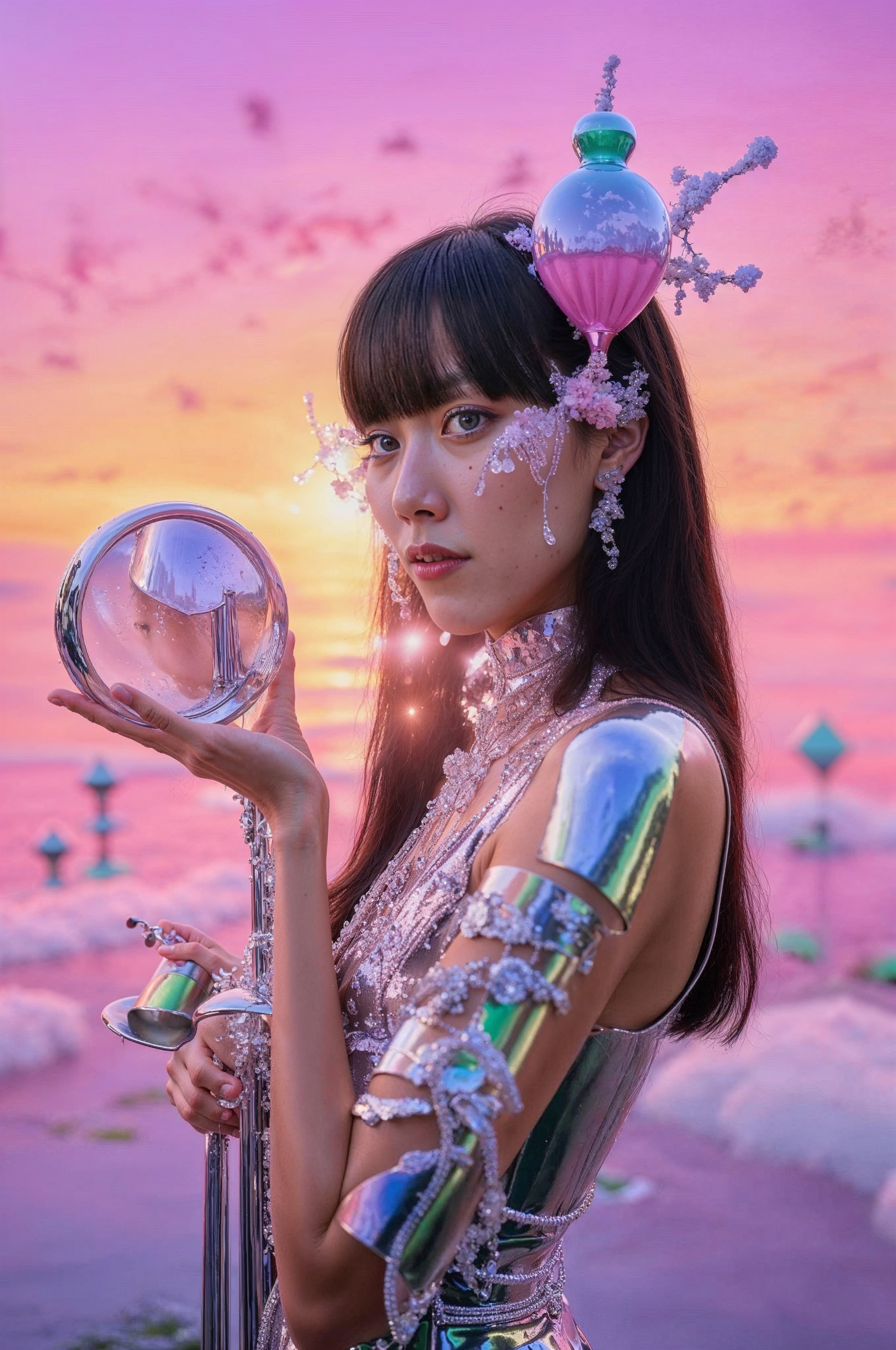 woman holding mirror