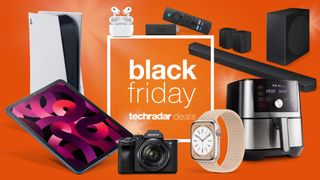 Black Friday deals text surrounded by products