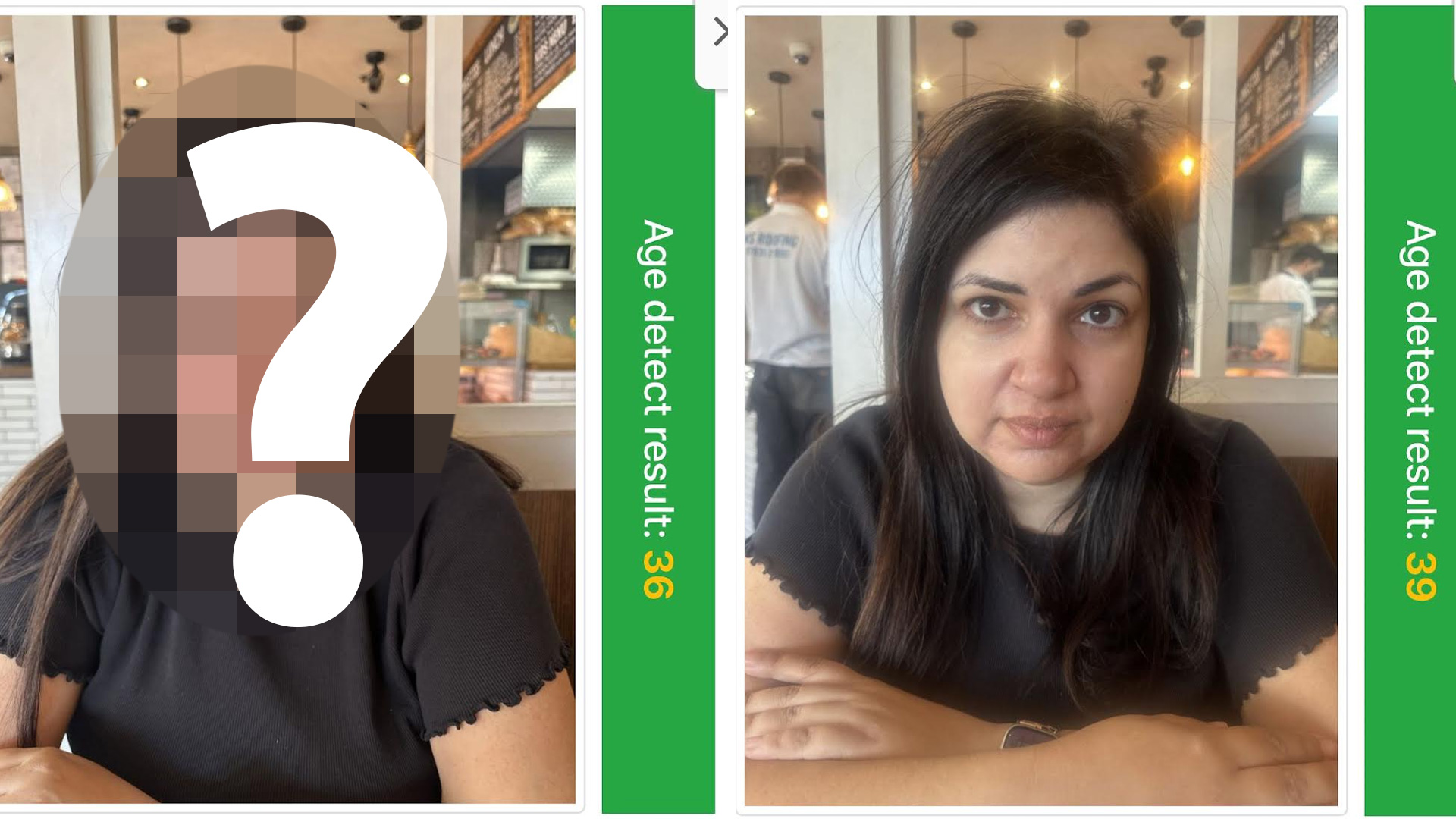 Question mark over face which is younger
