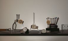 Still life image of the four pieces in the Gucci 25H watch collection