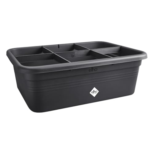 Elho Green Basics Grow Garden I - Seedling Tray - Herb Planter Box - 100% Recycled Plastic - 76.3 X 57.4 X 26.8 Cm - Black/living Black