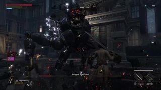 Lies of P in-game screenshot of Scrapped Watchman fight