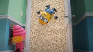 A Minion in popcorn in Despicable Me 4.