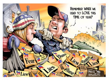 Political cartoon midterm election campaign fall