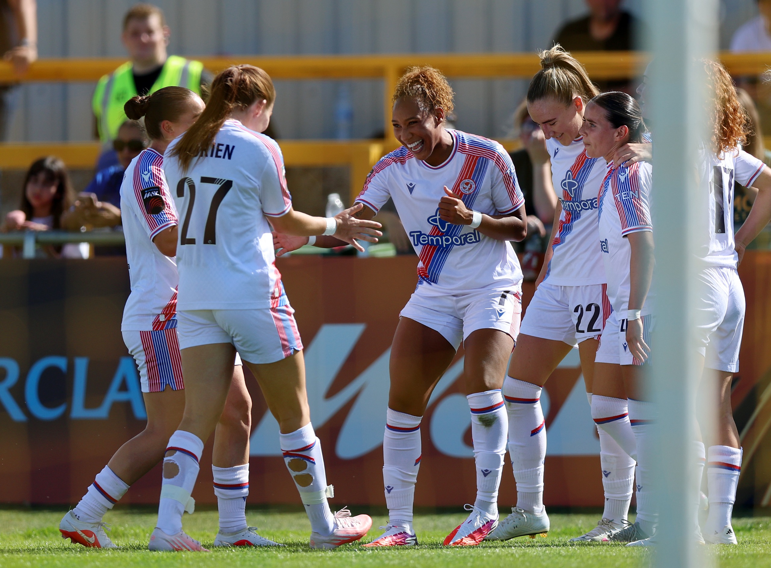 Lexi Lloyd-Smith of Crystal Palace celebrates scoring during the WSL 2026/27 match between Crystal Palace FC and Everton at VBS Community Stadium on September 06, 2026