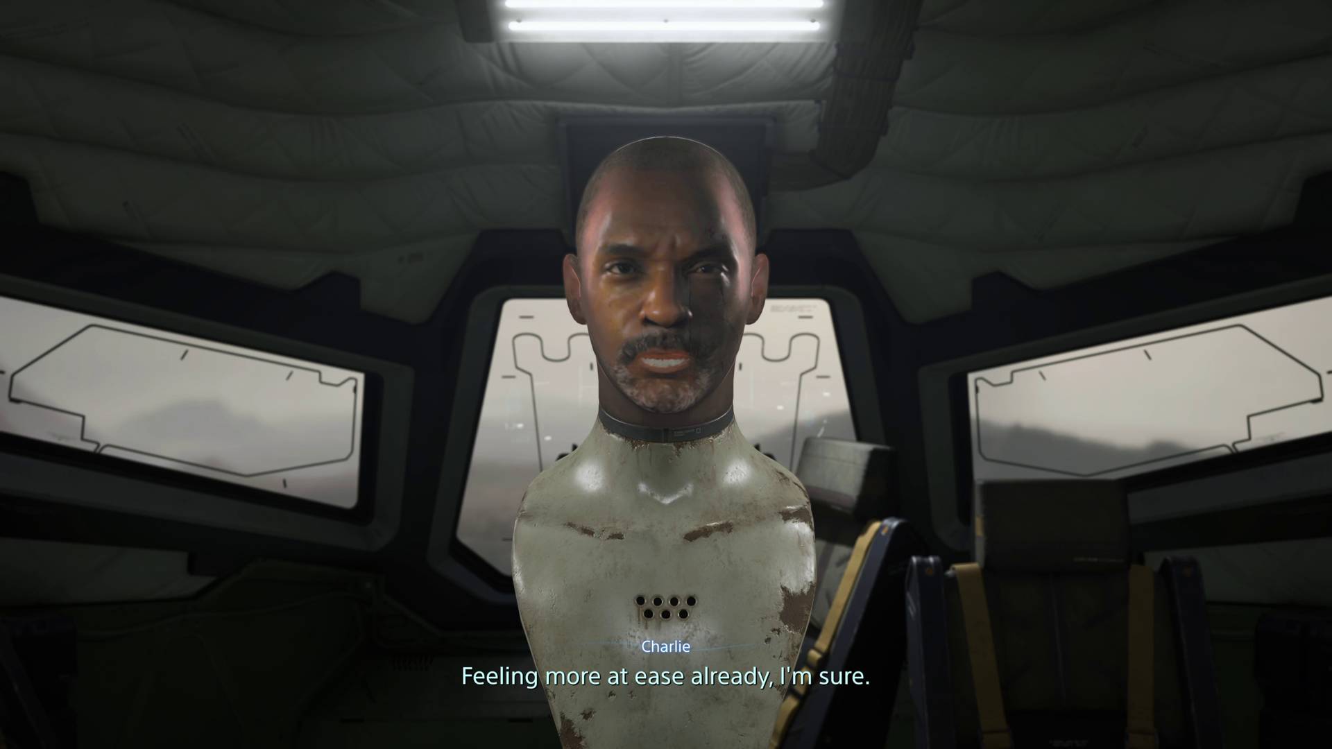 Death Stranding 2 Charlie talking with Die-Hardman's/ Tommie Earl Jenkins' face and voice