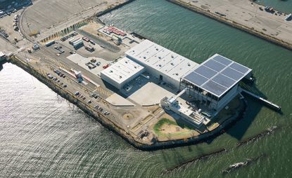  Sunset Park Material Recovery Facility warehouses pictured from birds eye view