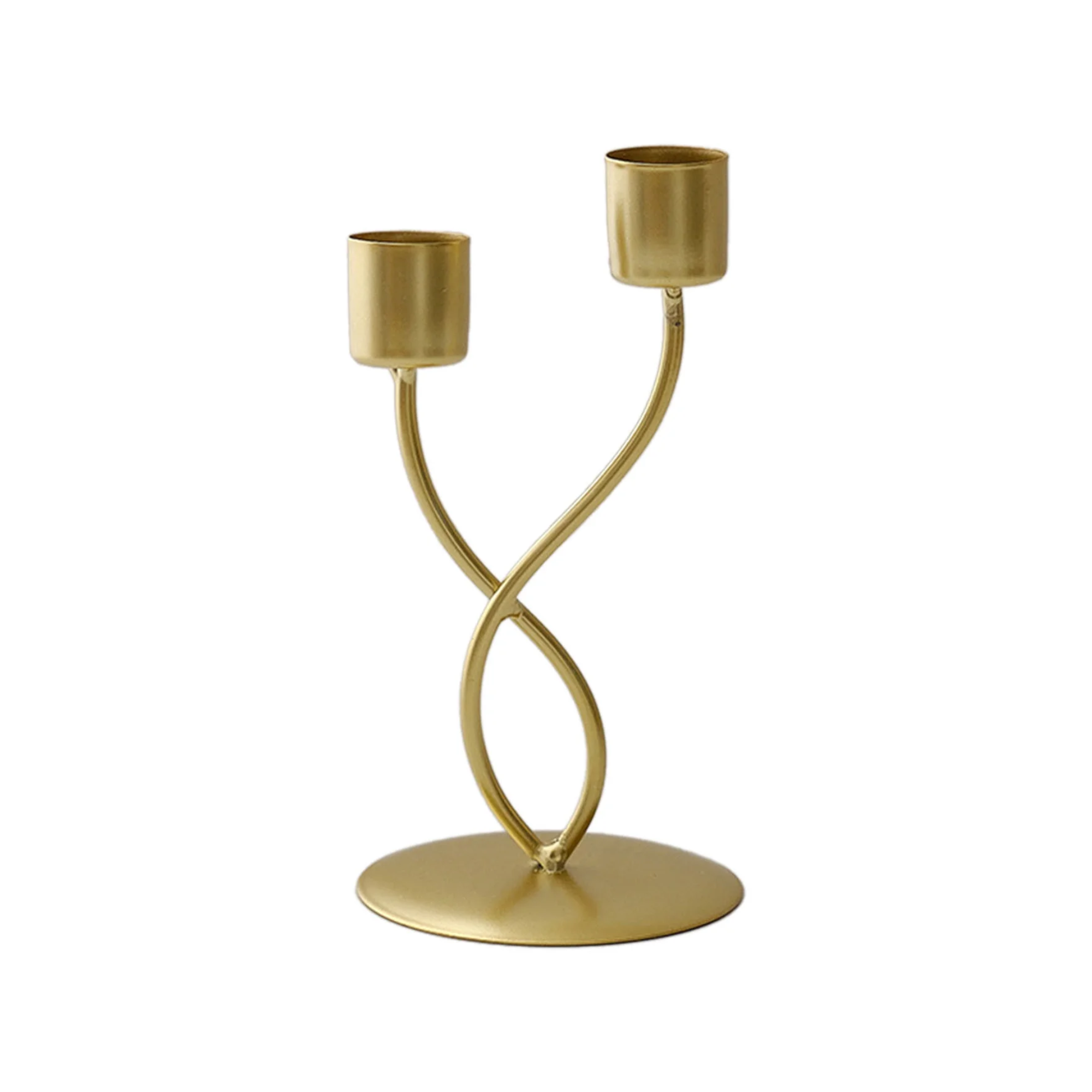 two twisted candle holders