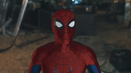 Spider-Man looking up at Incredible Hulk in Bruce banner's apartment in Spider-Man: Brand New Day