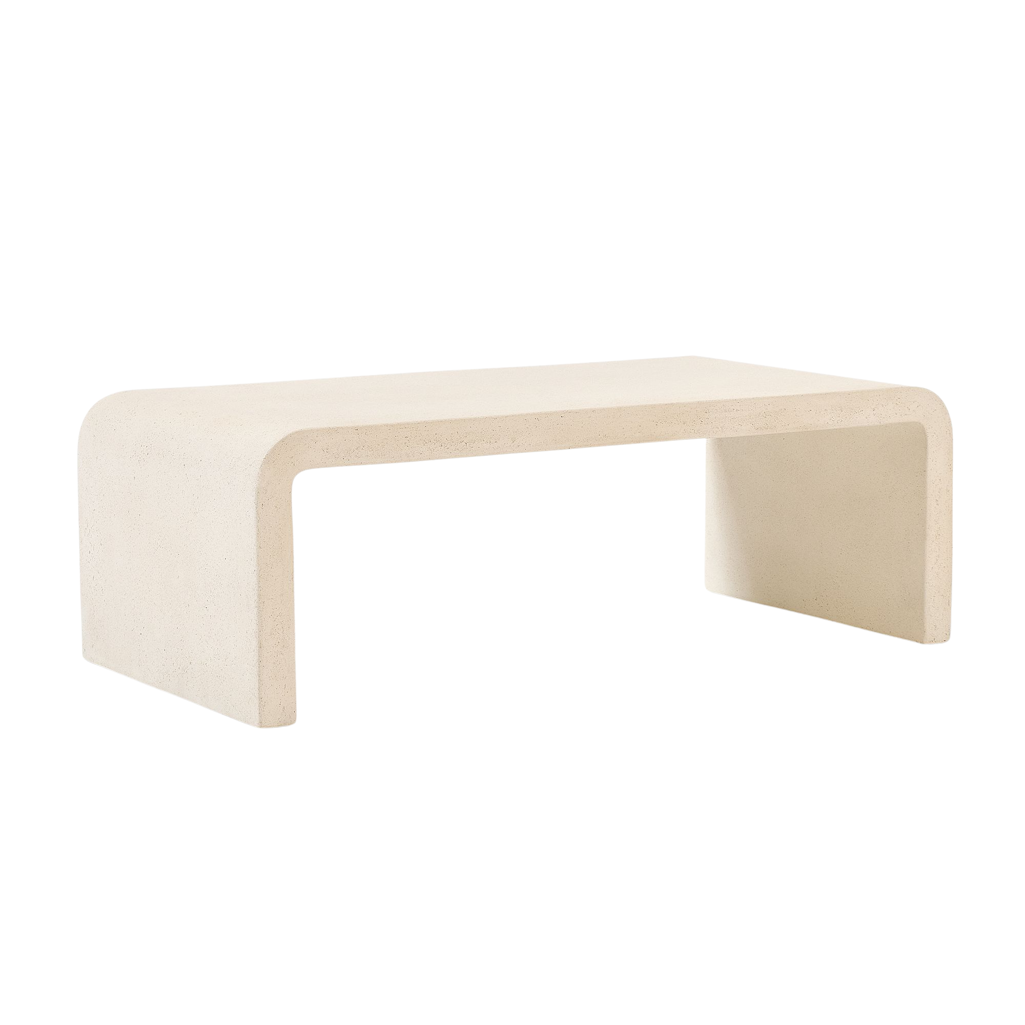 white outdoor coffee table with curved sides 