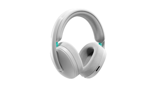 The Logitech G325 gaming headset on a headphone stand.