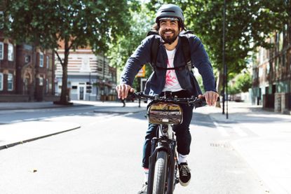 A rider on an e-bike