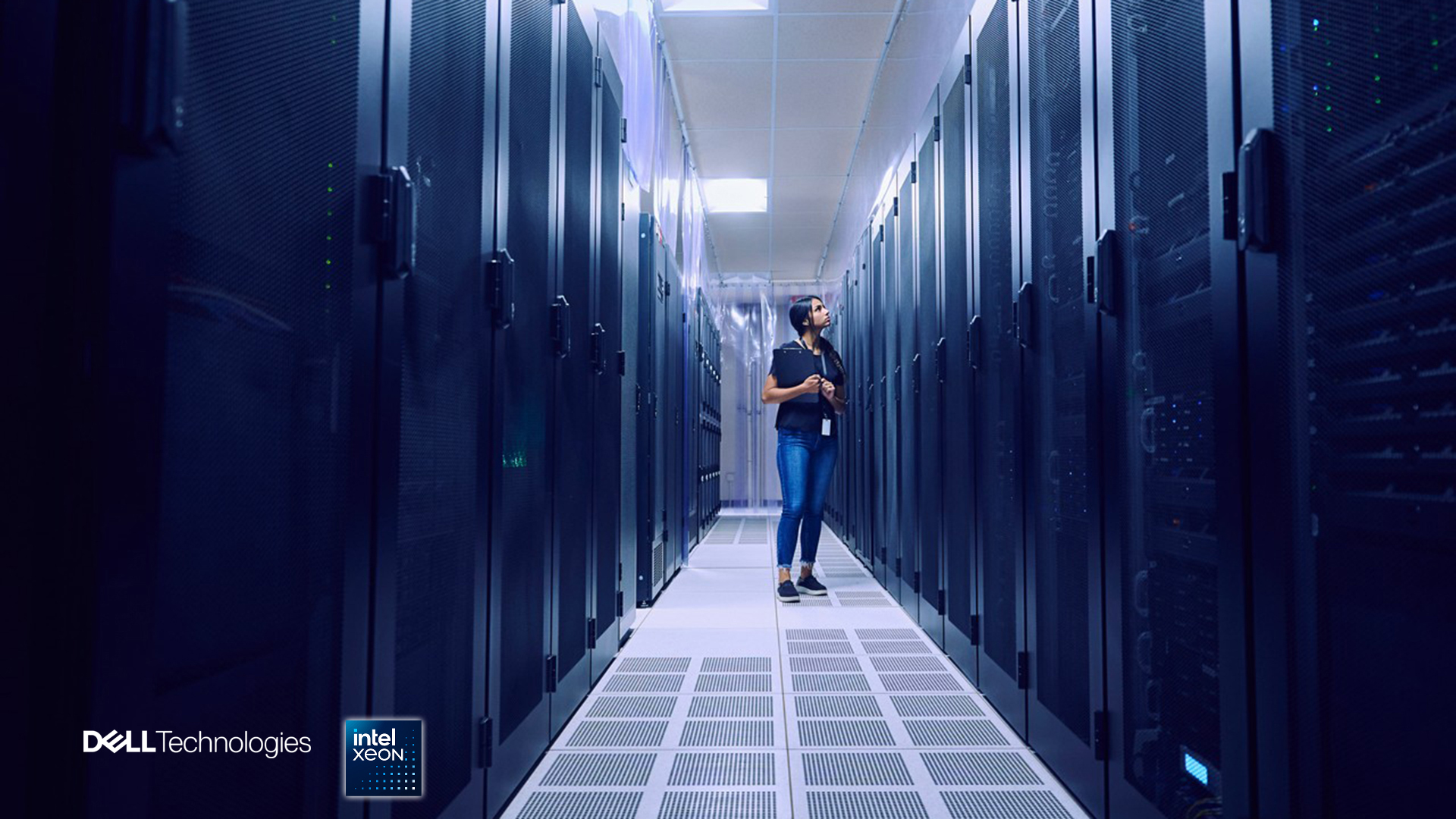 woman in server room