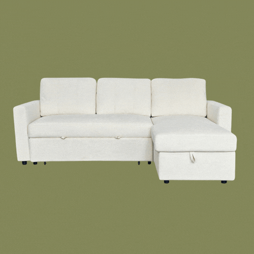 SO'HOME, Nexis Soft Wool 3 Seater Corner Sofa Bed With Storage Chaise