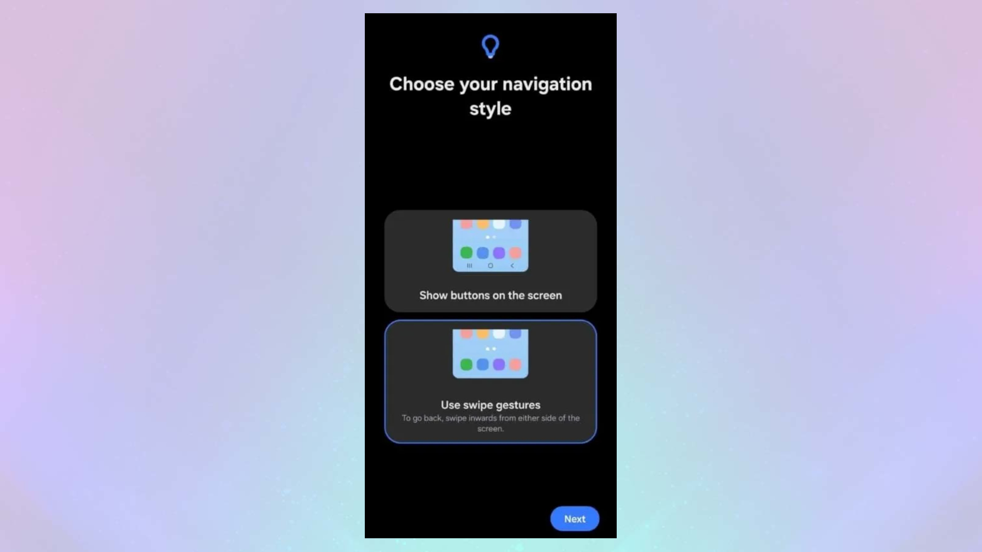 New option to select navigation on Samsung phones