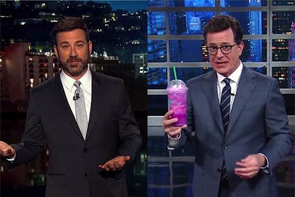 Stephen Colbert and Jimmy Kimmel goof on the Unicorn Frappuccino