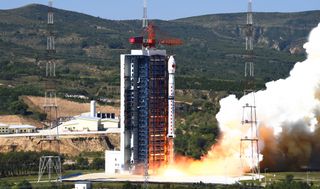 A Chinese Long March 4C rocket launches the Gaofen 5 (02) hyperspectral Earth observation satellite from the Taiyuan Satellite Launch Center on Sept. 7, 2021 local Beijing Time.