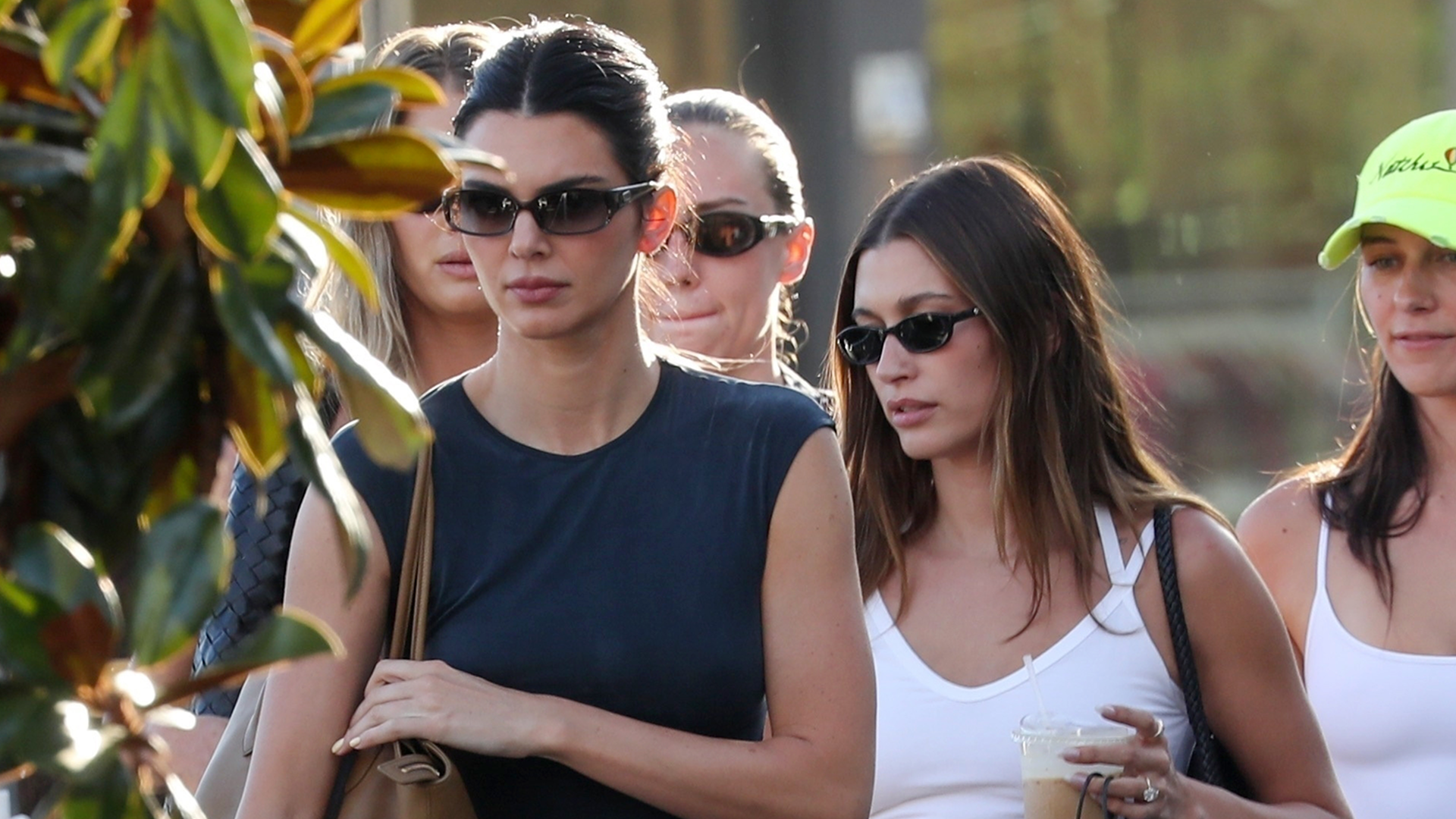 Kendall Jenner and Hailey Bieber went shopping together in contrasting casual outfits