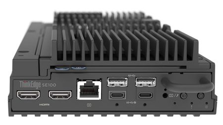 The Lenovo ThinkEdge SE100 on a white background