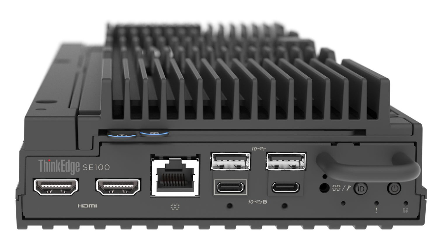 The Lenovo ThinkEdge SE100 on a white background