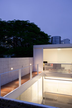Internally as well as externally, the house is finished in a monochromatic palette