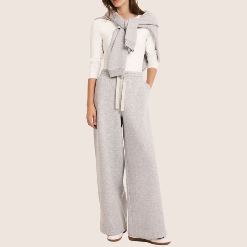 Grey Wide Leg Joggers and hoodie on model