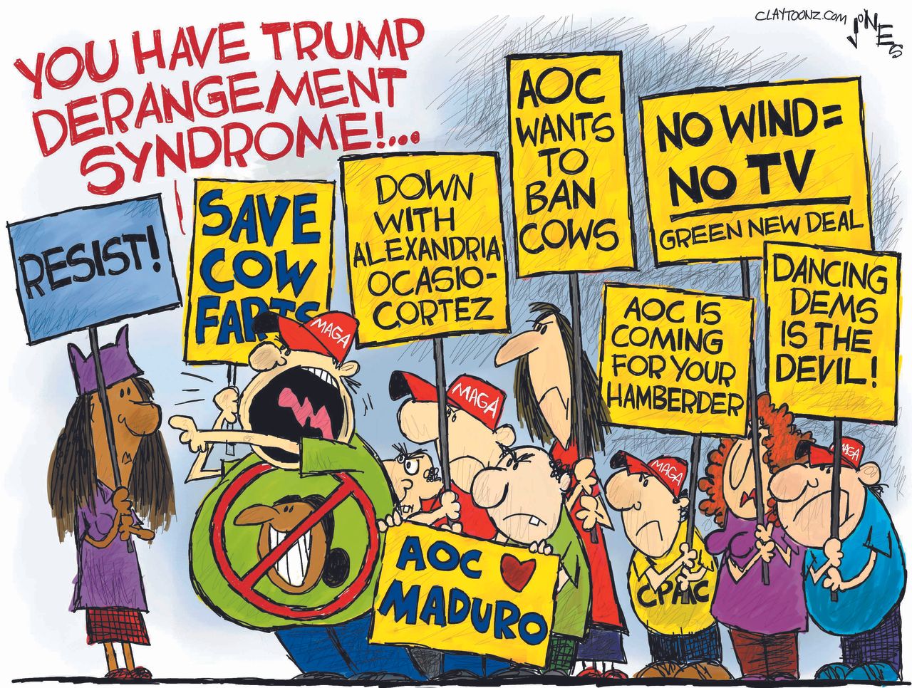 Political Cartoon U.S. AOC Trump Derangement Syndrome