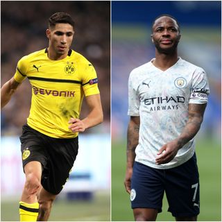 Composite image of Achraf Hakimi and Raheem Sterling