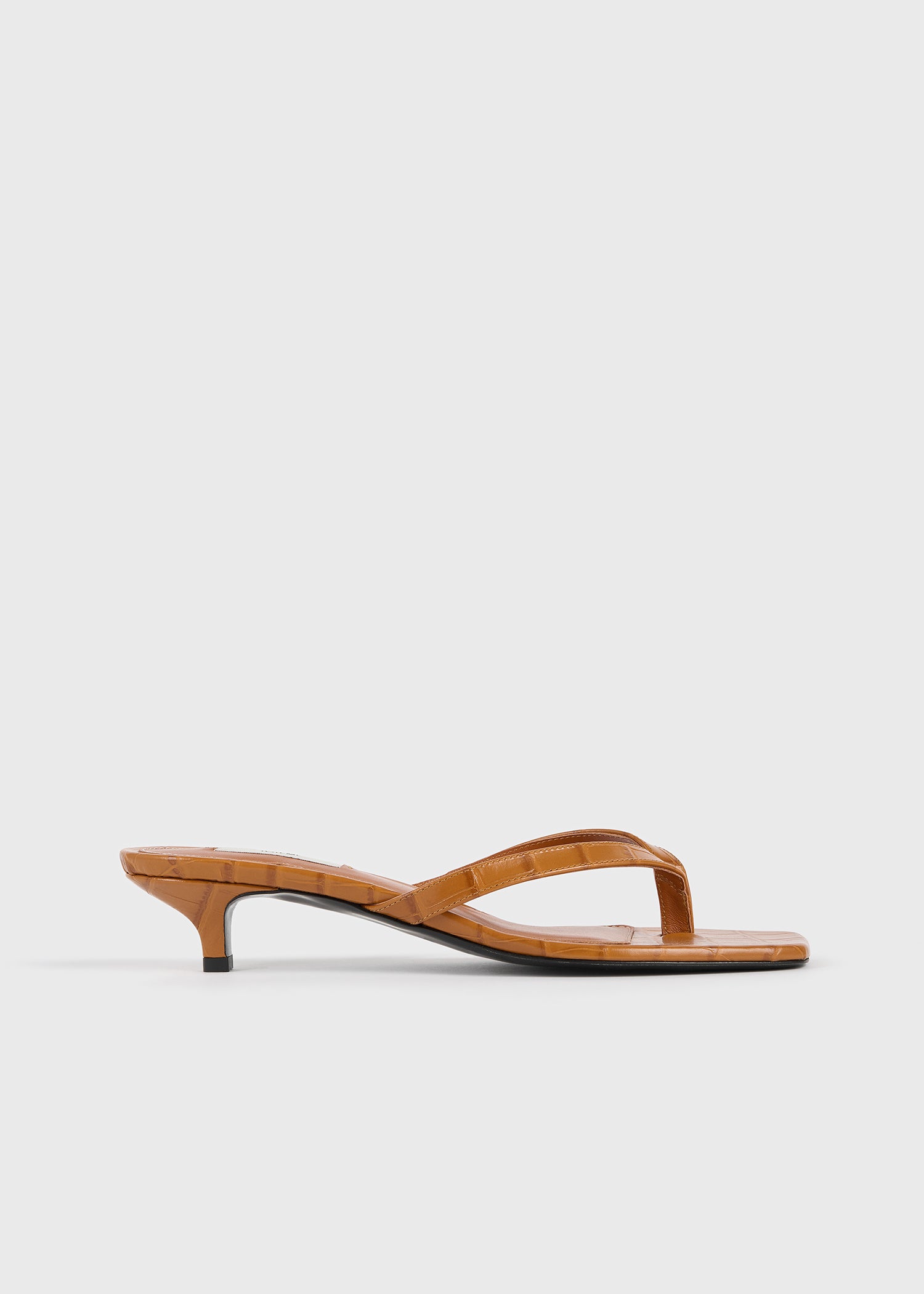 Croco-Embossed Heeled Flip Flops Tangerine - 35