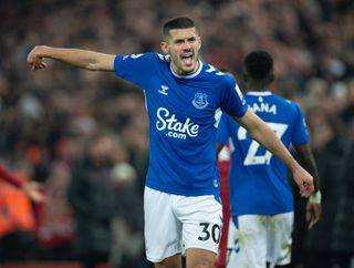 Conor Coady during Everton's match with Liverpool