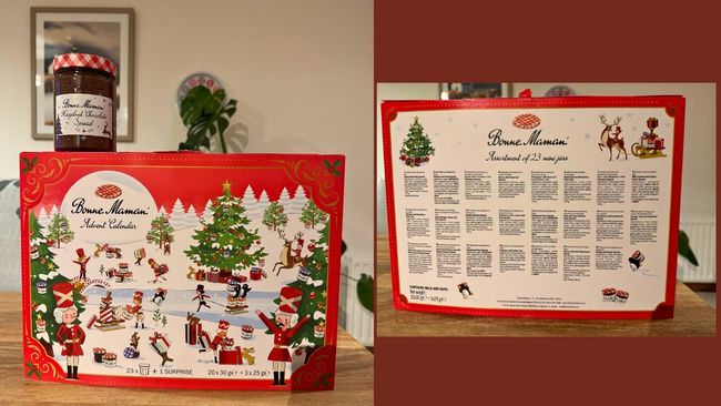Two images of the Bonne Maman Advent Calendar during testing