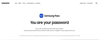 Website screenshot for Samsung Pass