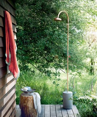 An example of garden zoning showing an outdoor shower