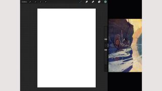 Painting in Procreate with split screen function on