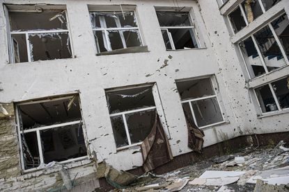 School damaged by Russian shelling in Zaporizhzhia Oblast