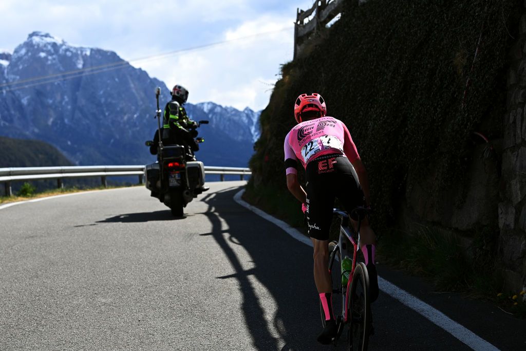RITTEN ITALY APRIL 18 Detailed view of Simon Carr of United Kingdom and Team EF EducationEasypost competes in the breakaway during the 46th Tour of the Alps 2023 Stage 2 a 1652km stage from Reith im Alpbachtal to Ritten 1174m on April 18 2023 in Reith im Alpbachtal Italy Photo by Tim de WaeleGetty Images