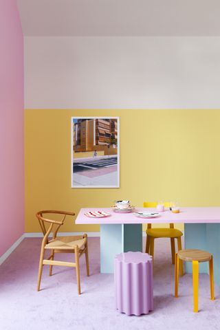 A room decorated in pastel colors