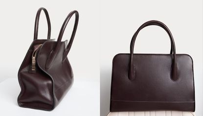 Two side by side images of briefcase bags