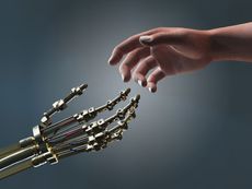 robot and human hand