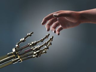 robot and human hand