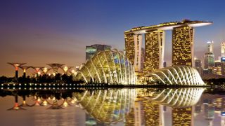 The skyline in Singapore at dusk