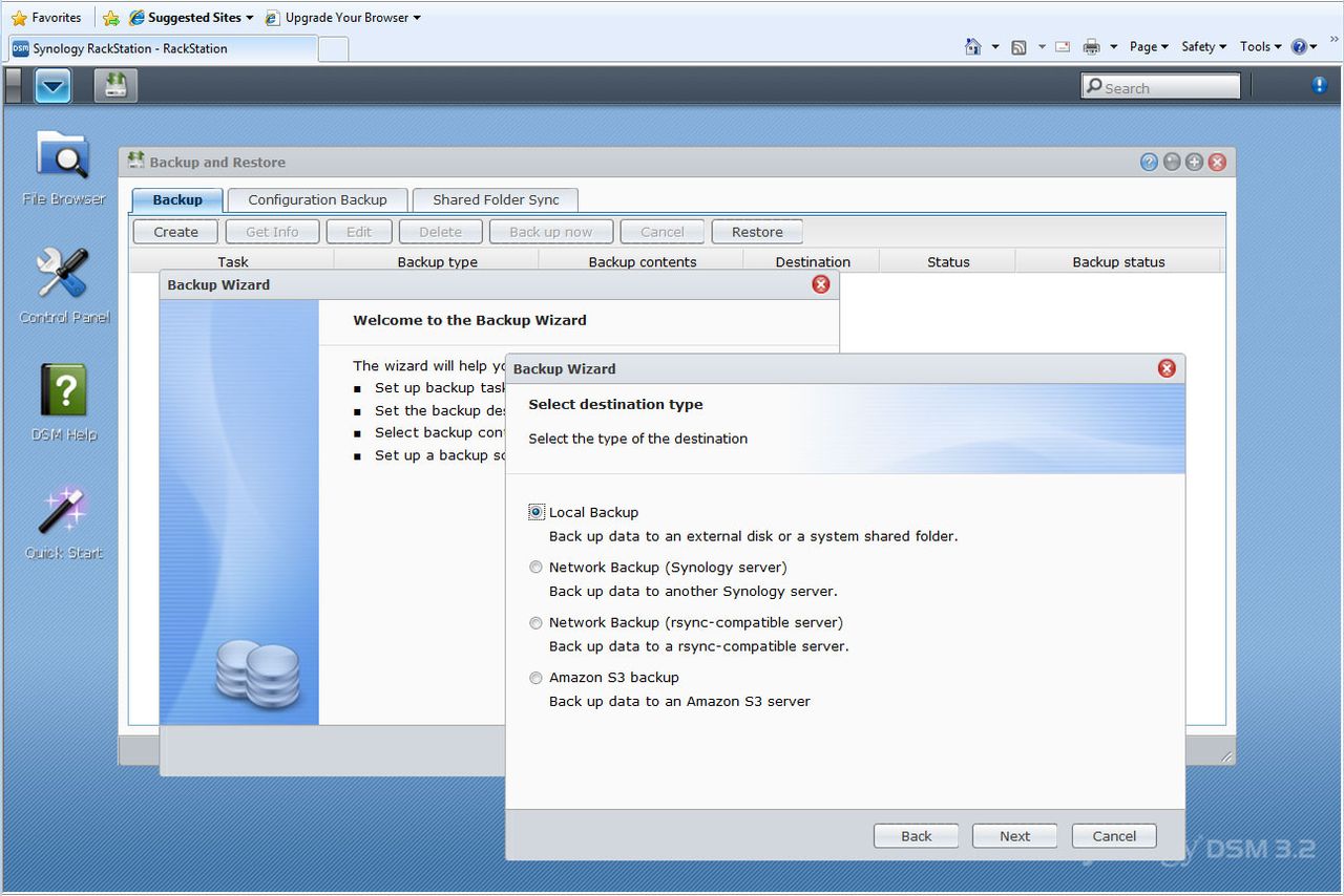 Plenty of backup choices are available, including support for Amazon&rsquo;s S3 cloud service.