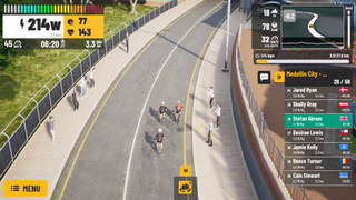 Image shows a birds eye view of MyWhoosh's virtual roads.