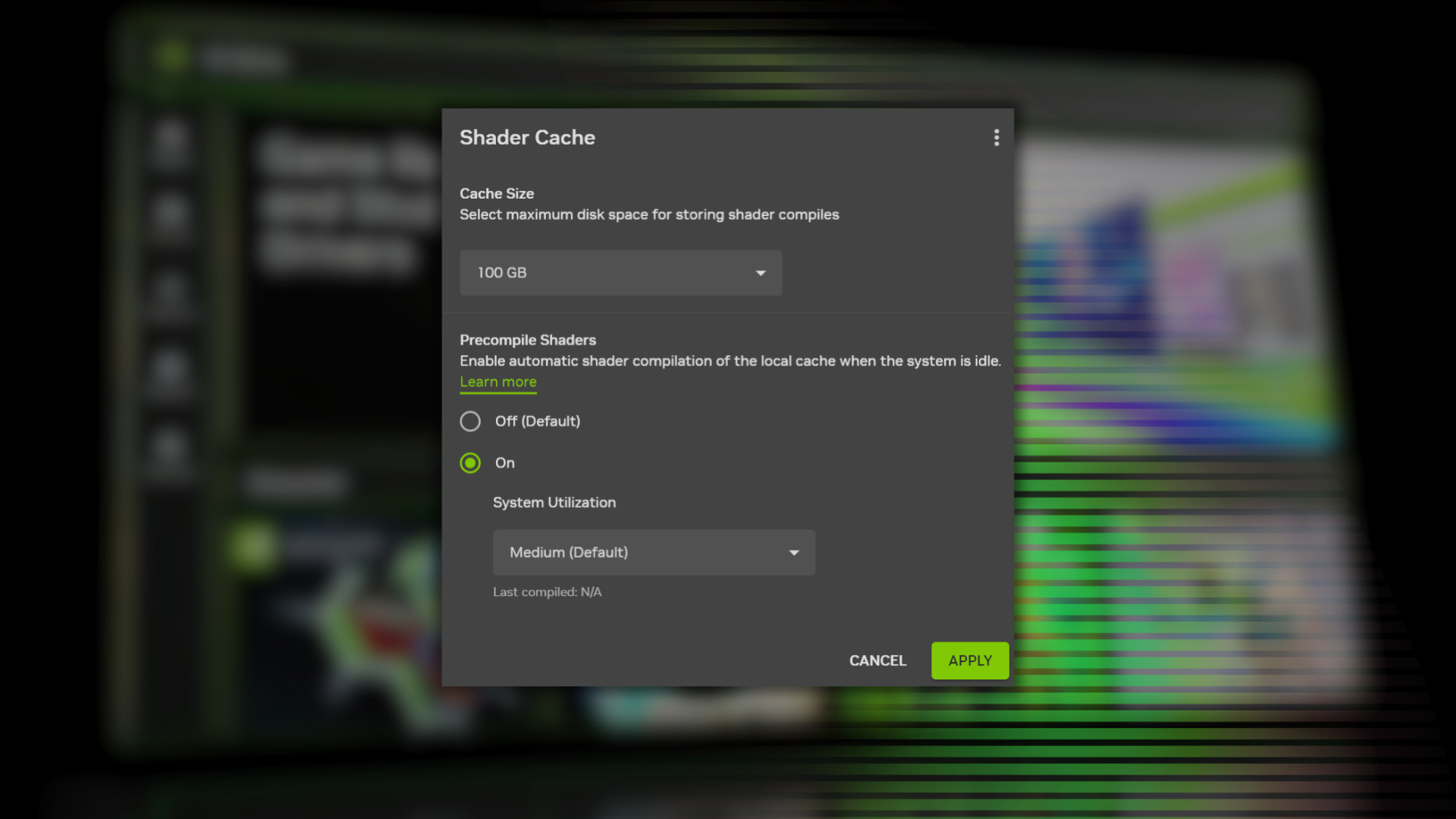Auto Shader Compilation in Nvidia app