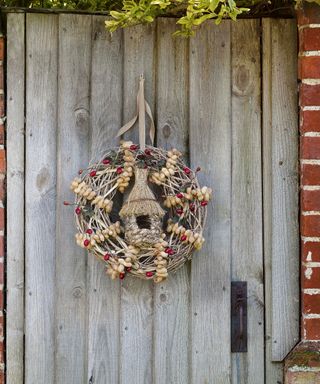 Bird feeding wreath