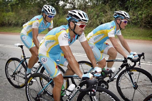 The Astana riders hunt in a pack