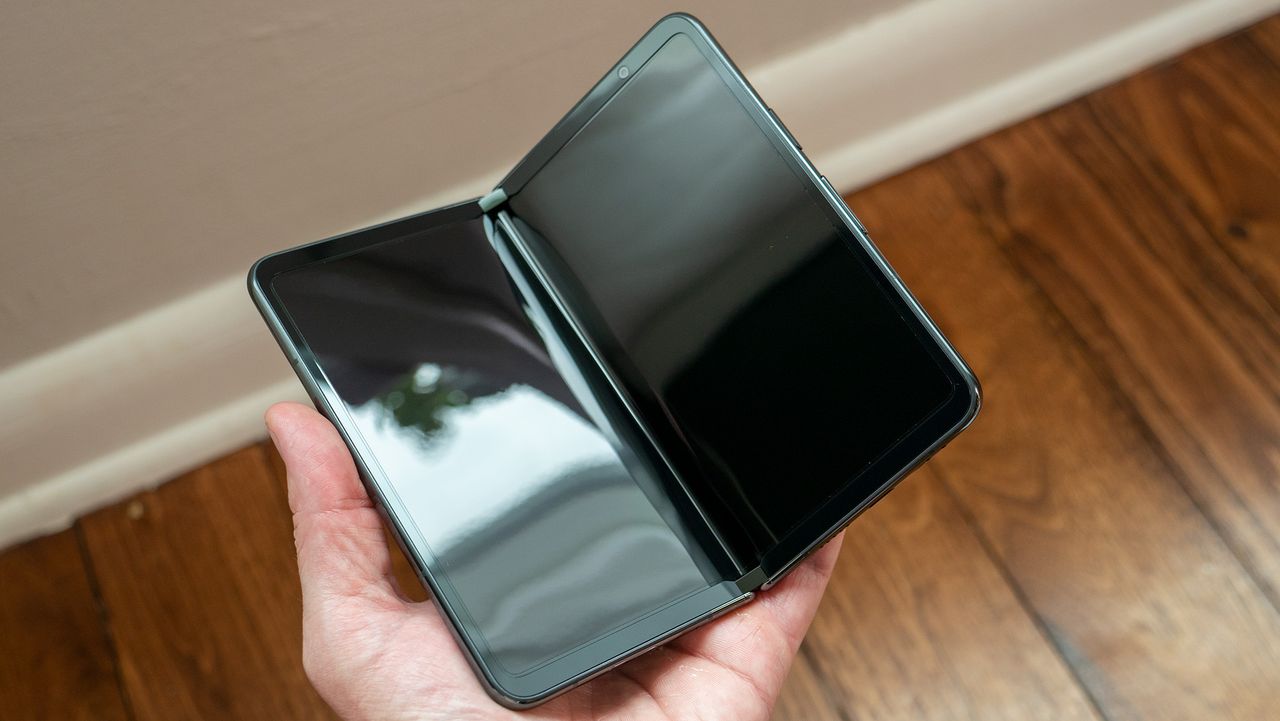 Holding the Google Pixel Fold open with the screen off