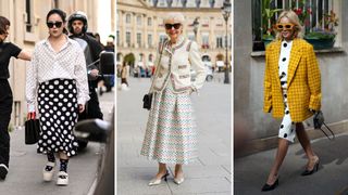 composite of three paris street style trends - polka dots