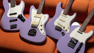 Fender x Chicago Music Exchange and Andertons Player II Lavender Haze guitars and bass